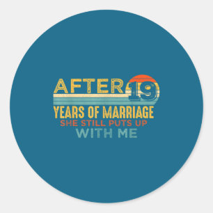 19th Wedding Anniversary Husband 19 Classic Round Sticker