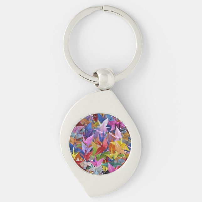 1,000 Origami Paper Cranes Photo Keychain (Front)