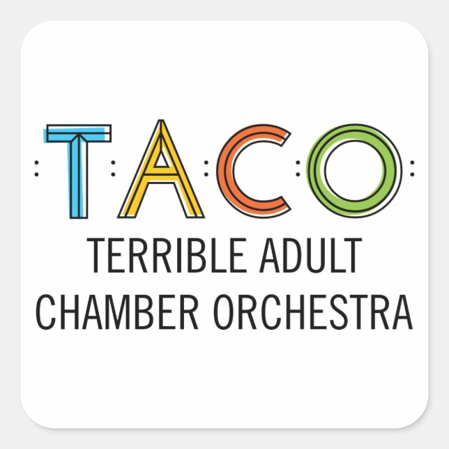 1 1/2" Square TACO Stickers (20), Glossy (Front)