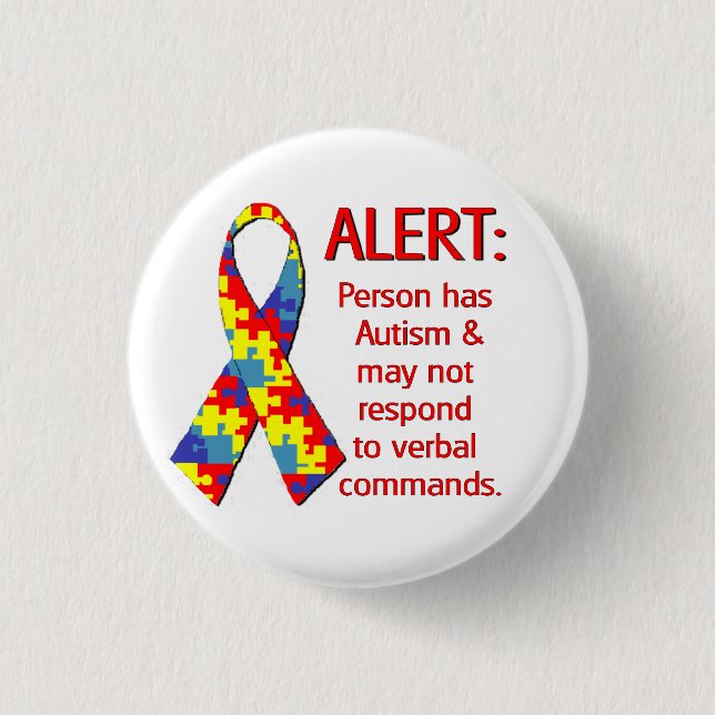 (1 1/4") Autism Alert 1 1 Inch Round Button (Front)