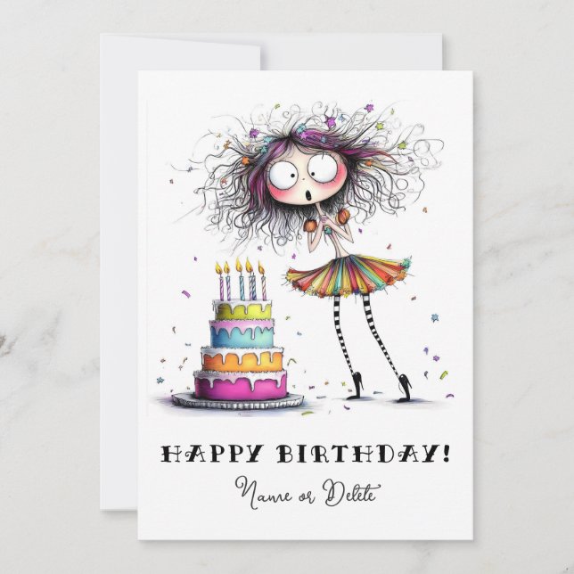 *_* 1 1 PHOTO NAME Birthday Personalize Whimsical Invitation (Front)
