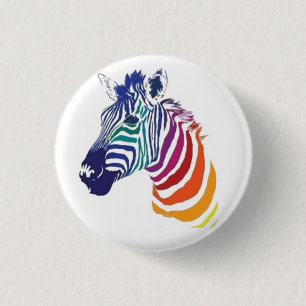 1.25" Badge - Rainbow Zebra 1 Inch Round Button