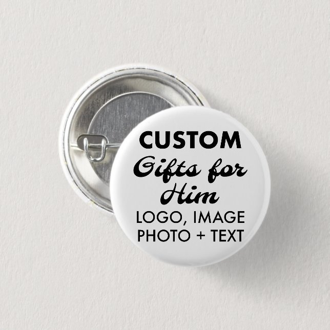 1.25" Round Button Pin Badge Custom Gifts for Him (Front & Back)