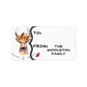 1.25"x2.75" boho deer Buck Stick On Gift Tag