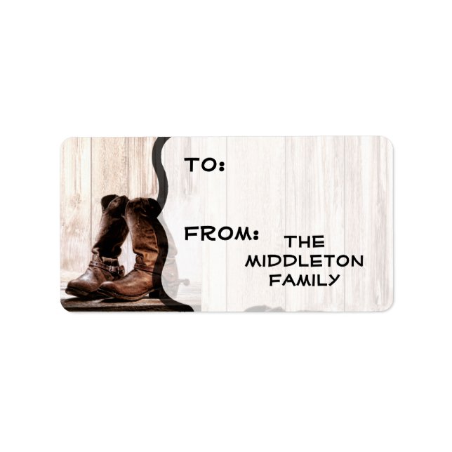 1.25"x2.75" Christmas boots country rustic western Label (Front)