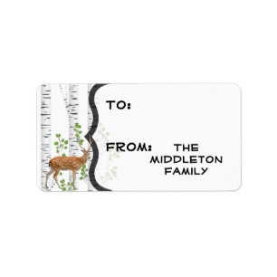1.25"x2.75" Christmas Gift Tag Deer Doe Buck Fores