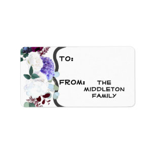 1.25"x2.75" Christmas Lavender Hibiscus on White Label