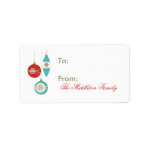 1.25"x2.75" Christmas Ornament Stick On Gift Tag