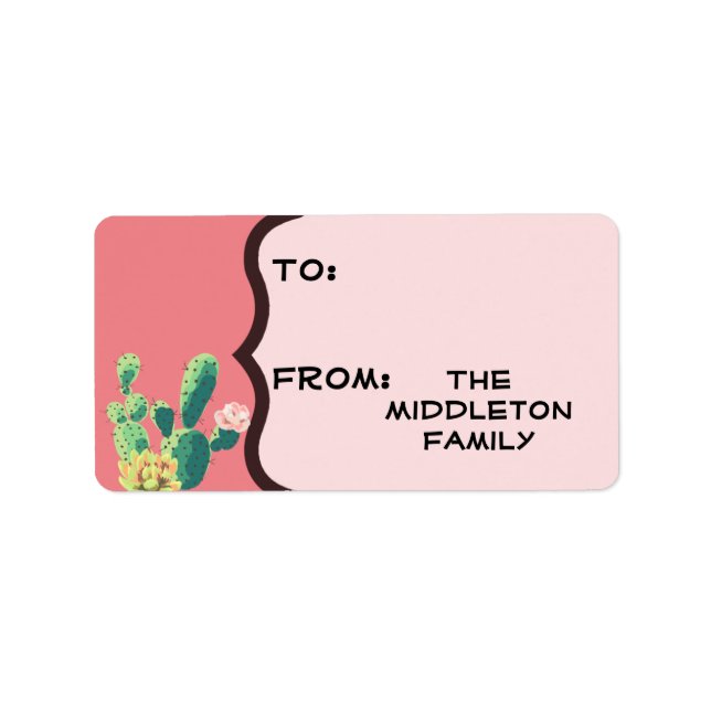 1.25"x2.75" Christmas XMAS Bohemian Cactus Succule Label (Front)