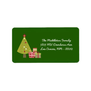 1.25"x2.75" Green XMAS Tree Mailing Address Label