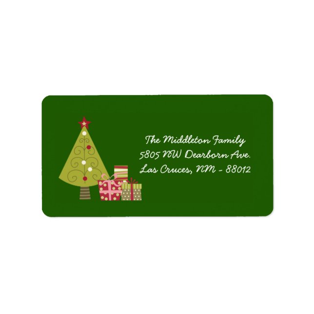 1.25"x2.75" Green XMAS Tree Mailing Address Label (Front)