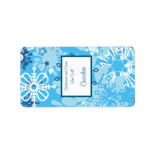 1.25"x2.75" Hersheys Miniature Blue Tree / Snowfl Label