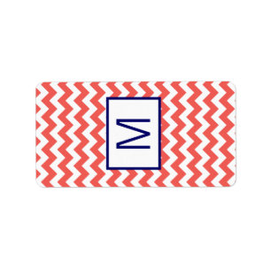 1.25"x2.75" Hershey's Miniature Coral Navy Chevron Label
