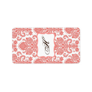 1.25"x2.75" Hershey's Miniature Coral White Damask Label