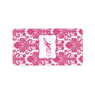 1.25"x2.75" Hershey's Miniature Fusia White Damask Label