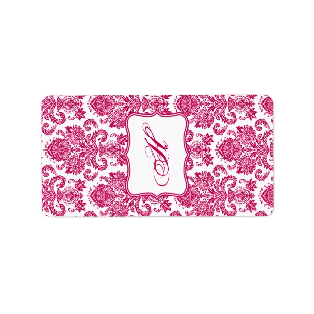 1.25"x2.75" Hershey's Miniature Fusia White Damask Label (Front)