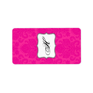 1.25"x2.75" Hershey's Miniature Hot Pink Damask Label