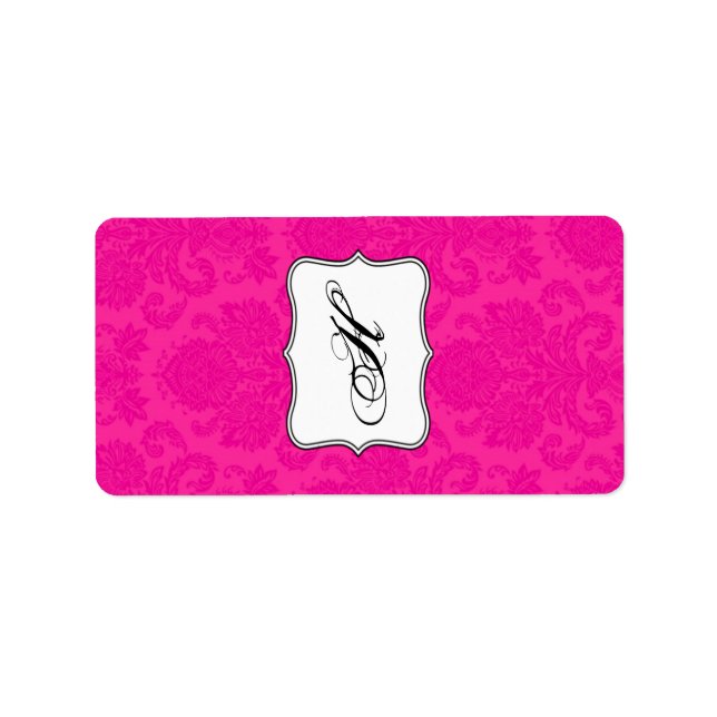 1.25"x2.75" Hershey's Miniature Hot Pink Damask Label (Front)