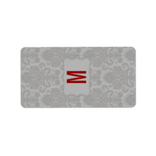 1.25"x2.75" Hershey's Miniature Modern Grey Damask Label