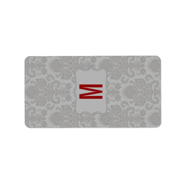 1.25"x2.75" Hershey's Miniature Modern Grey Damask Label (Front)