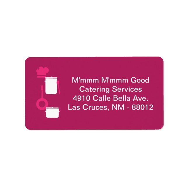 1.25"x2.75" Hot Pink Catering Mailing Addres Label (Front)