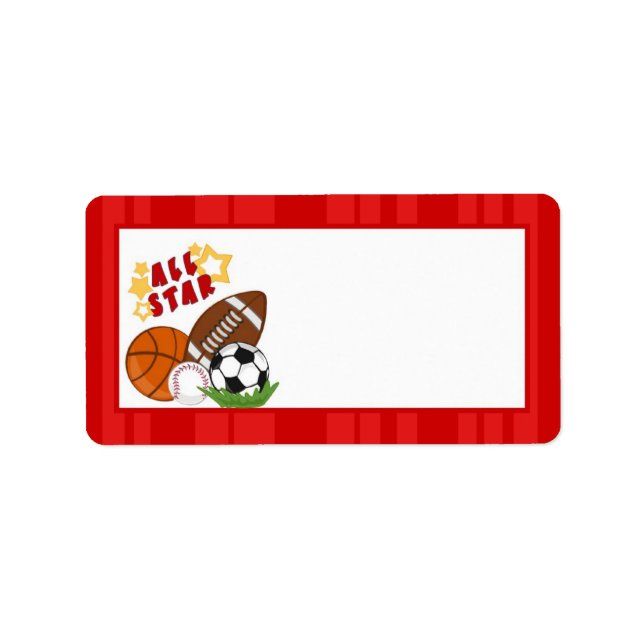 1.25"x2.75" Mailing Address All-Star Red Label (Front)