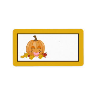 1.25"x2.75" Mailing Address Autumn Fall Pumpkin Ba Label