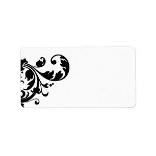 1.25"x2.75" Mailing Address Black White Floral Label