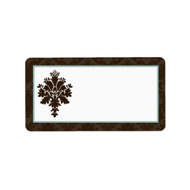 1.25"x2.75" Mailing Address Brown Damask Label (Front)