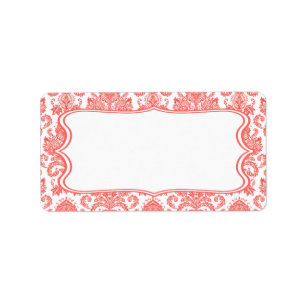 1.25"x2.75" Mailing Address Cora White Damask Lace Label