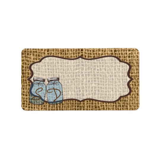 1.25"x2.75" Mailing Address Mason Jar Burlap Count