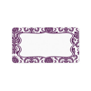 1.25"x2.75" Mailing Address Plum Purpl Damask Lace Label