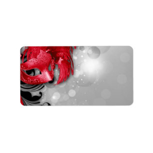 1.25"x2.75" Mailing Address Red Masquerade Mask Label