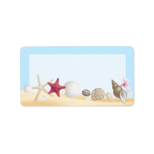 1.25"x2.75" Mailing Address Sea Shells Beach Sand Label