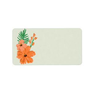 1.25"x2.75" Mailing Address Spring Hibiscus Flower Label