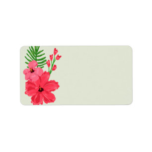 1.25"x2.75" Mailing Address Spring Hibiscus Flower Label
