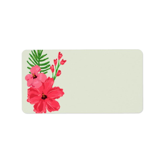 1.25"x2.75" Mailing Address Spring Hibiscus Flower Label (Front)