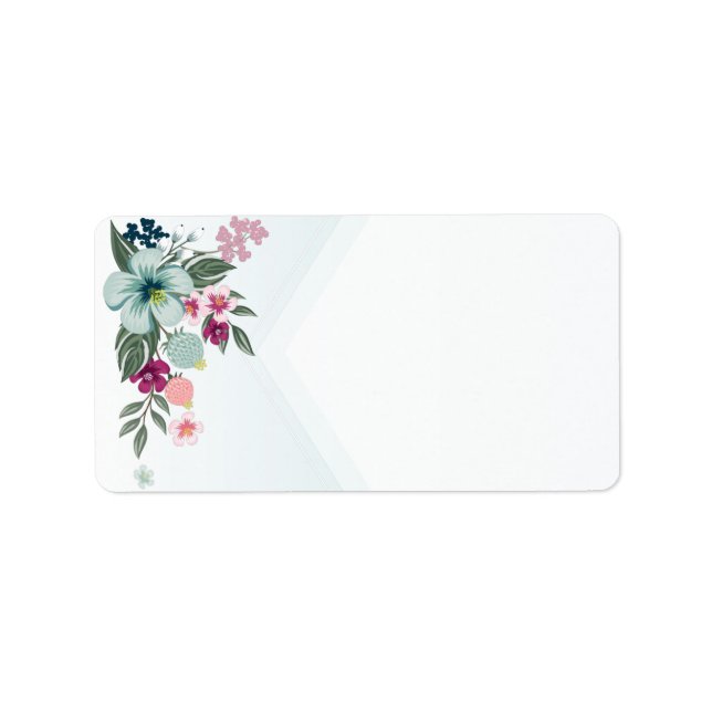 1.25"x2.75" Mailing Address Tropical Flower on Blu Label (Front)