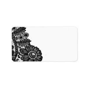 1.25"x2.75" Mailing Address Vintage Black Lace Label