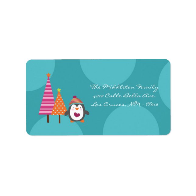 1.25"x2.75" Modern Penguin Tree Mailing Label (Front)