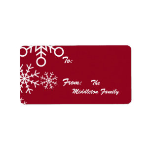 1.25"x2.75" Red XMAS Snowflake Stick On Gift Tag