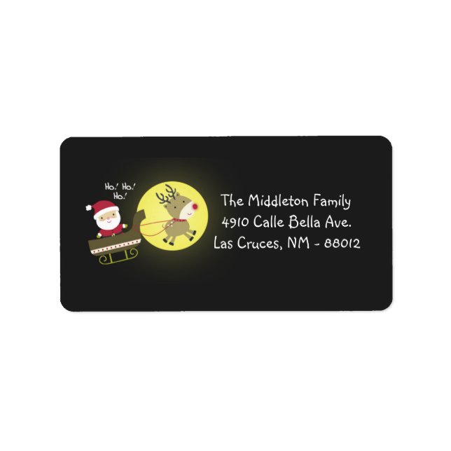 1.25"x2.75" Santa Rudolf Reindeer Mailing Address Label (Front)