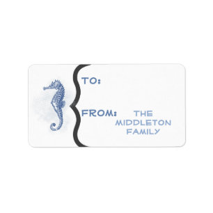 1.25"x2.75" Seahorse Ocean Beach Water Vacation Label