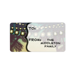 1.25"x2.75" Stick on Gift Tags Beach Sunset Palm T