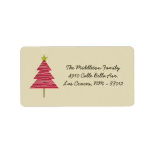 1.25"x2.75" Tan & Red XMAS Tree Mailing Address Label