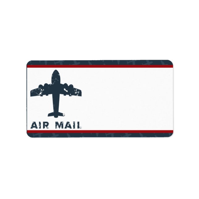 1.25" x 2.75" Mailing Address Airplane Flight  Blu Label (Front)