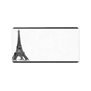 1.25" x 2.75" Mailing Address Black Eiffel Tower Label