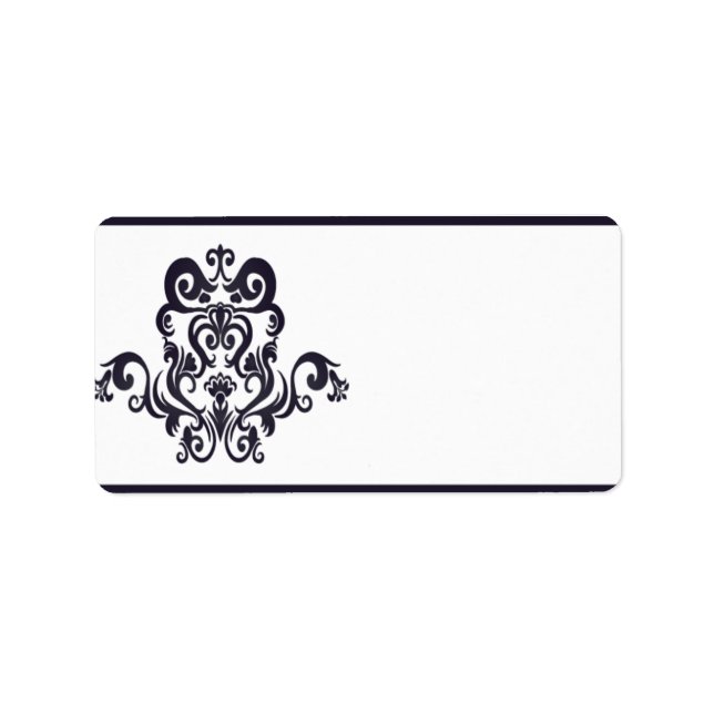 1.25" x 2.75" Mailing Address Deep Purple Damask Label (Front)
