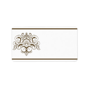 1.25" x 2.75" Mailing Address Tanish Brown Damask Label