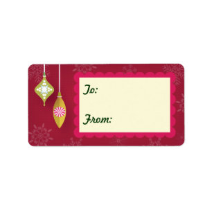 1.25x2.38 Red Christmas Ornaments Gift Tag Labels